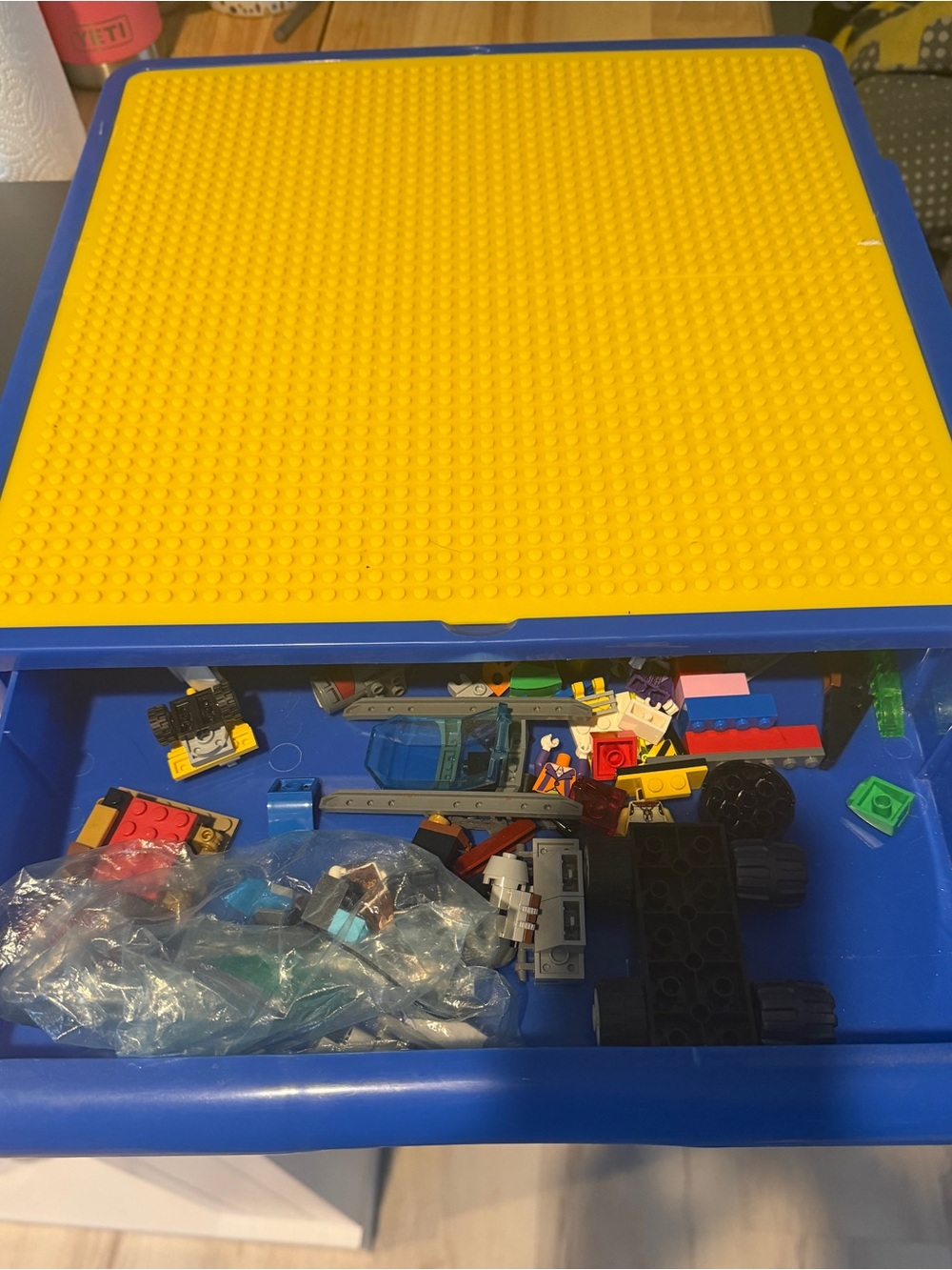 Blue and Yellow Building Plate Lego Storage Tray - Kids Toys